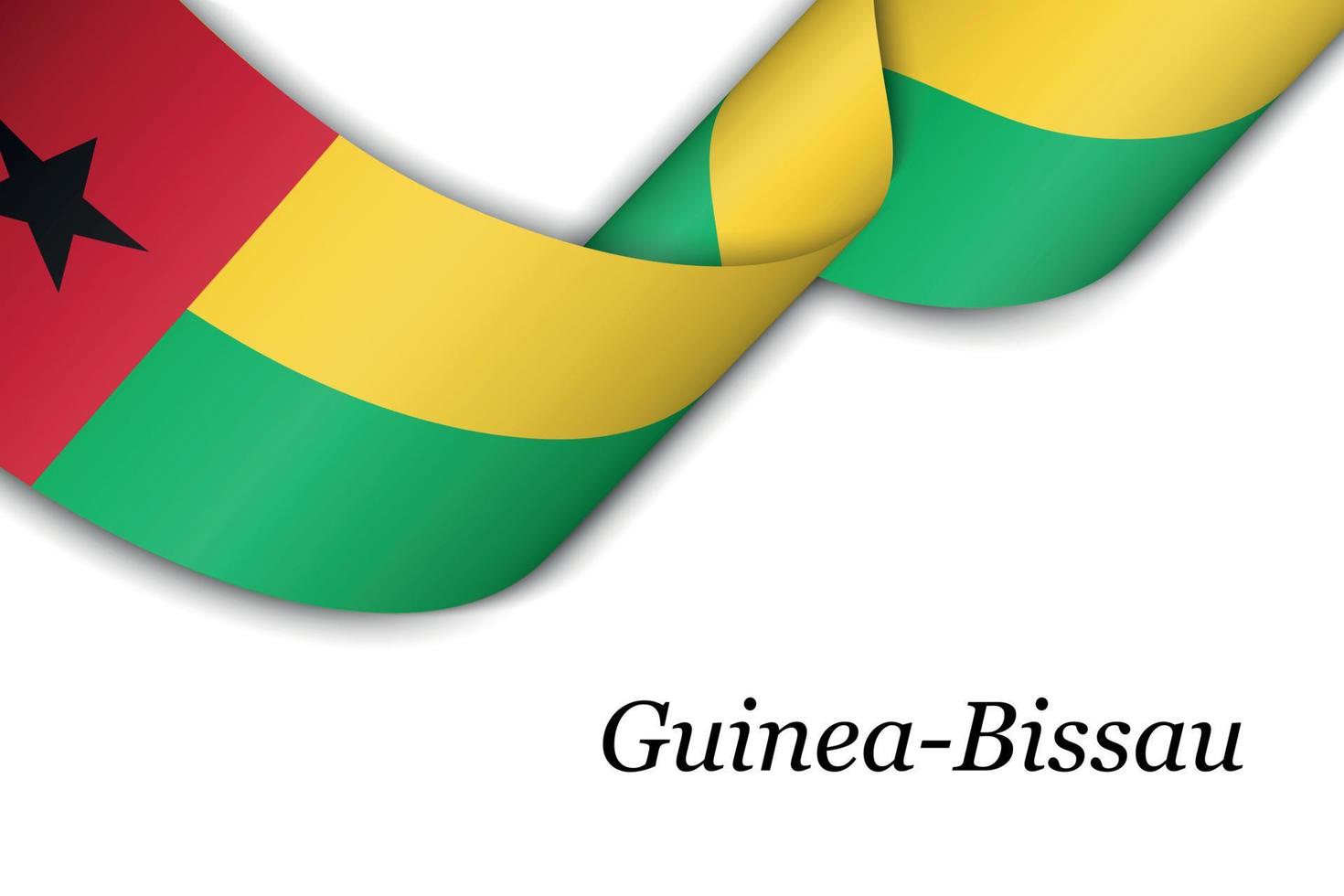 Waving ribbon or banner with flag of Guinea-Bissau. vector