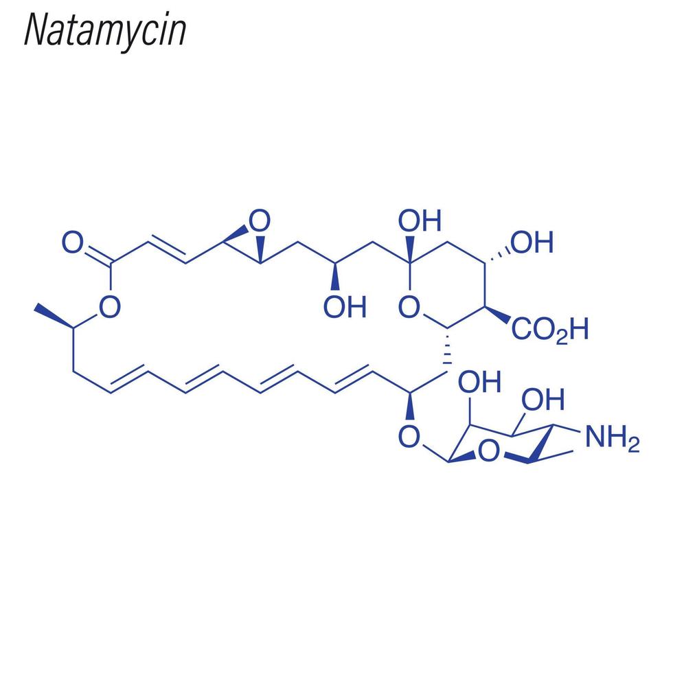 fórmula esquelética vectorial de natamicina. molécula química del fármaco. vector