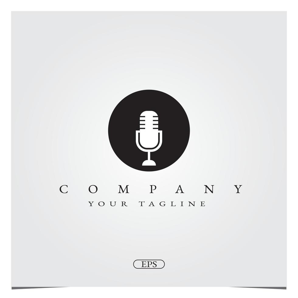 micrófono de micrófono simple con círculo negro para el logotipo de grabación de radio de podcast plantilla elegante premium vector eps 10