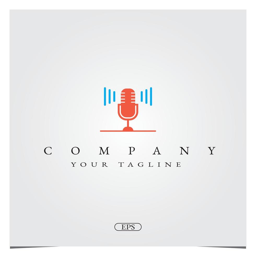 Simple Mic Microphone for Podcast Radio Recording with sound wave Logo design logo premium elegant template vector eps 10