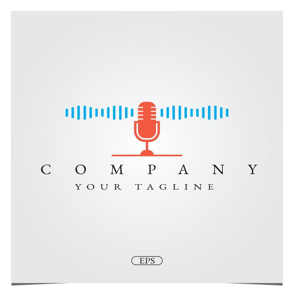 Simple Mic Microphone for Podcast Radio Recording with sound wave Logo design logo premium elegant template vector eps 10