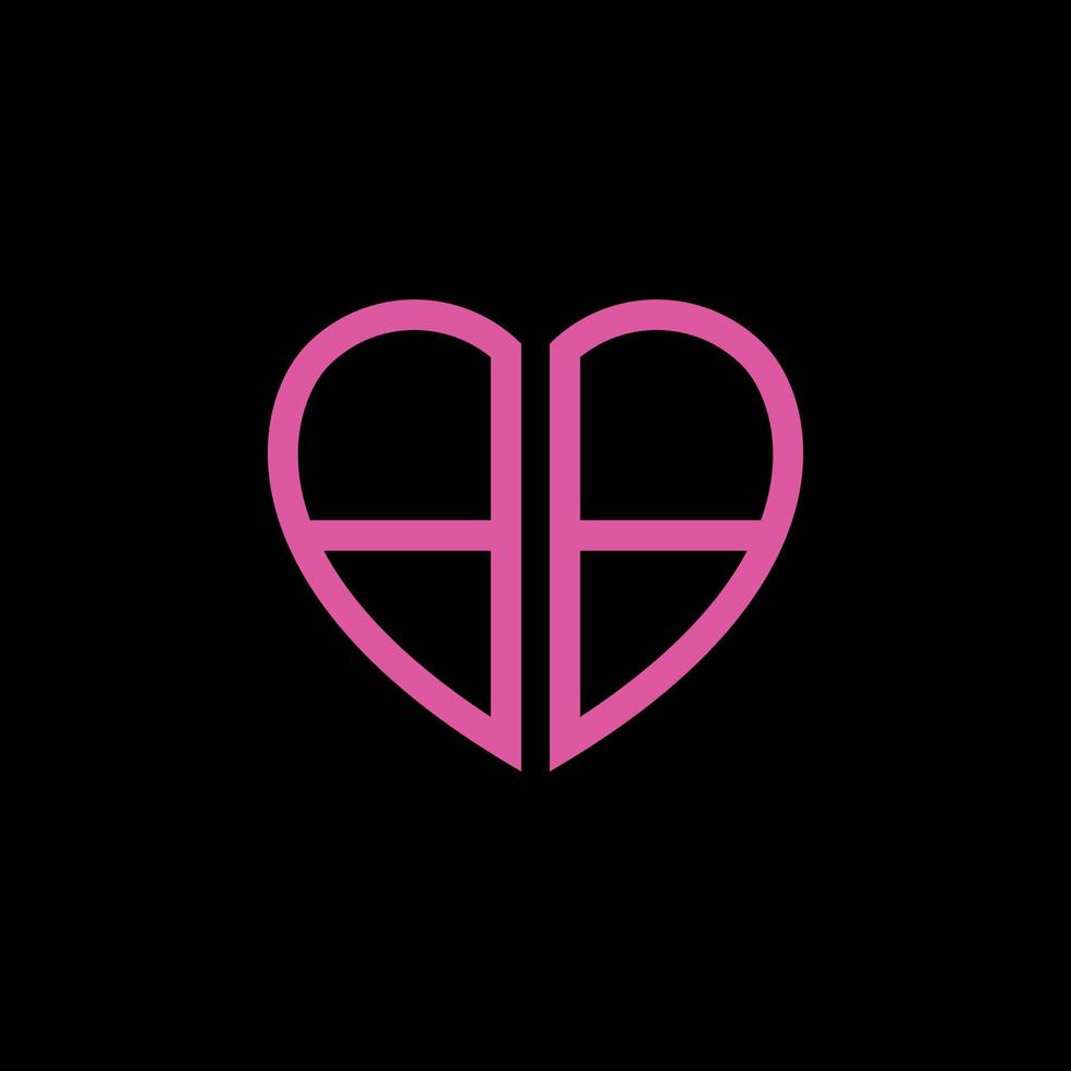 vector de diseño de logotipo de corazón de amor de letra inicial bb