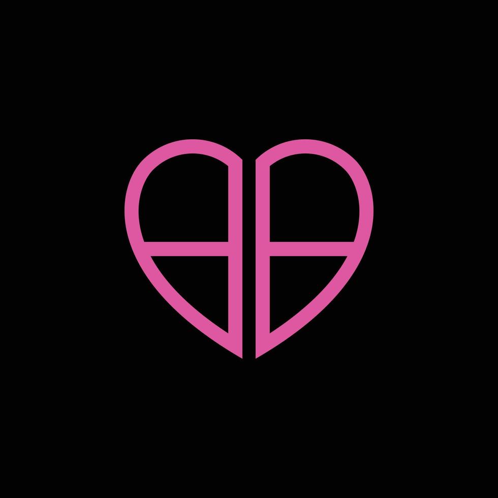 Initial Letter BB Love Heart Logo Design vector