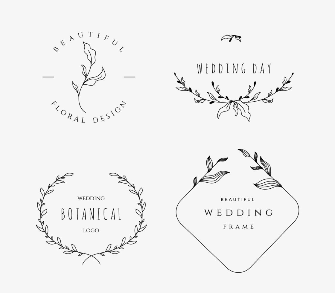 Beautiful outline templates logos with floral ornaments for weddings beauty industry Vector illustration