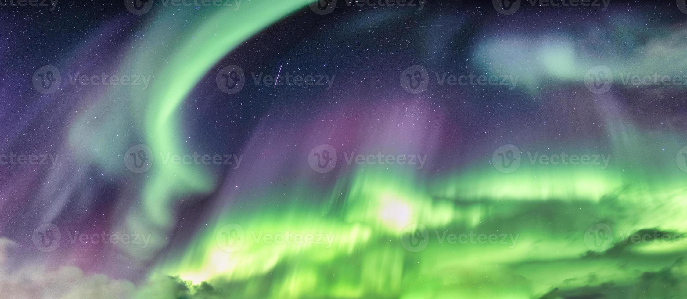 Aurora borealis, Northern lights glowing with starry in the night photo