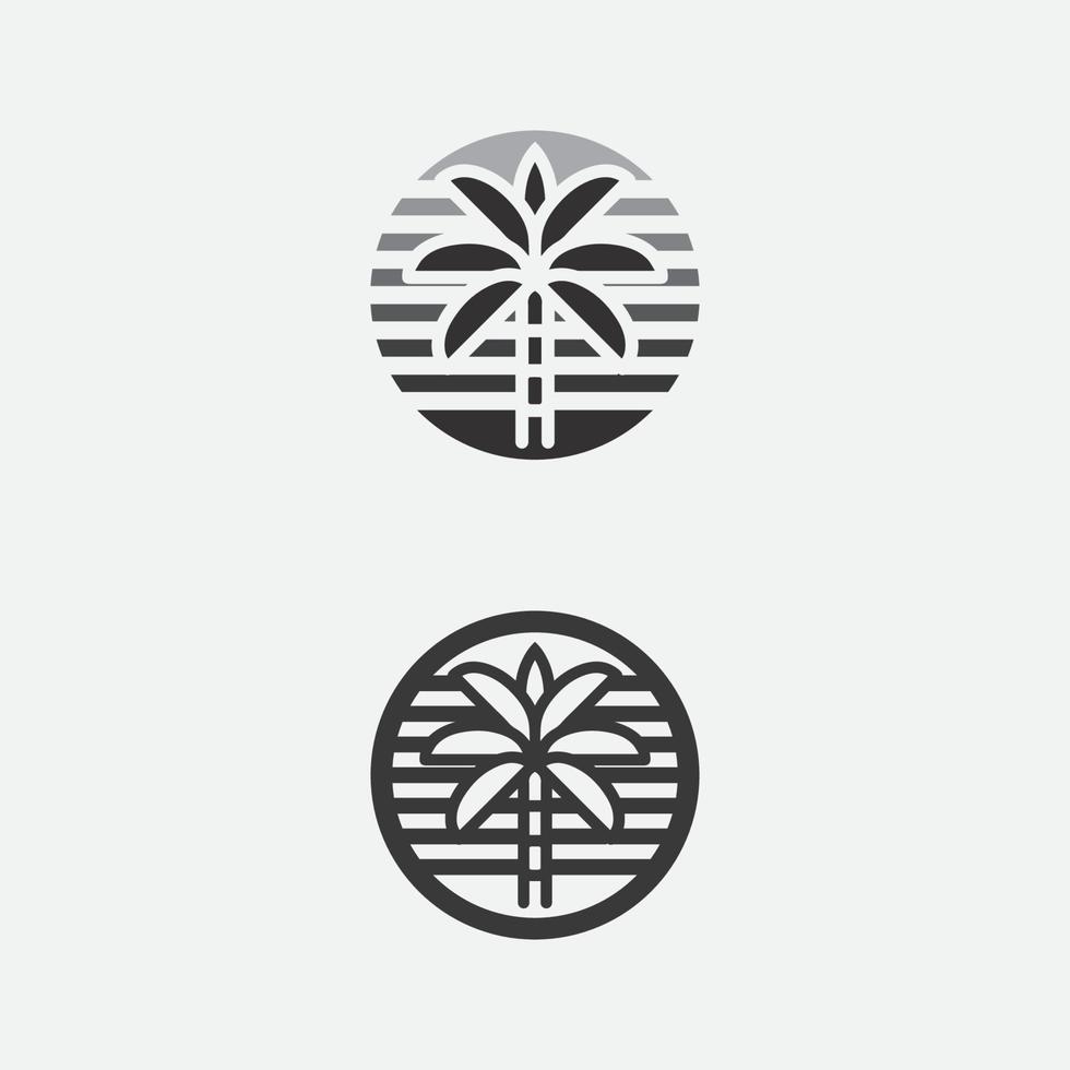 Palm tree summer logo set icon design and  template vector