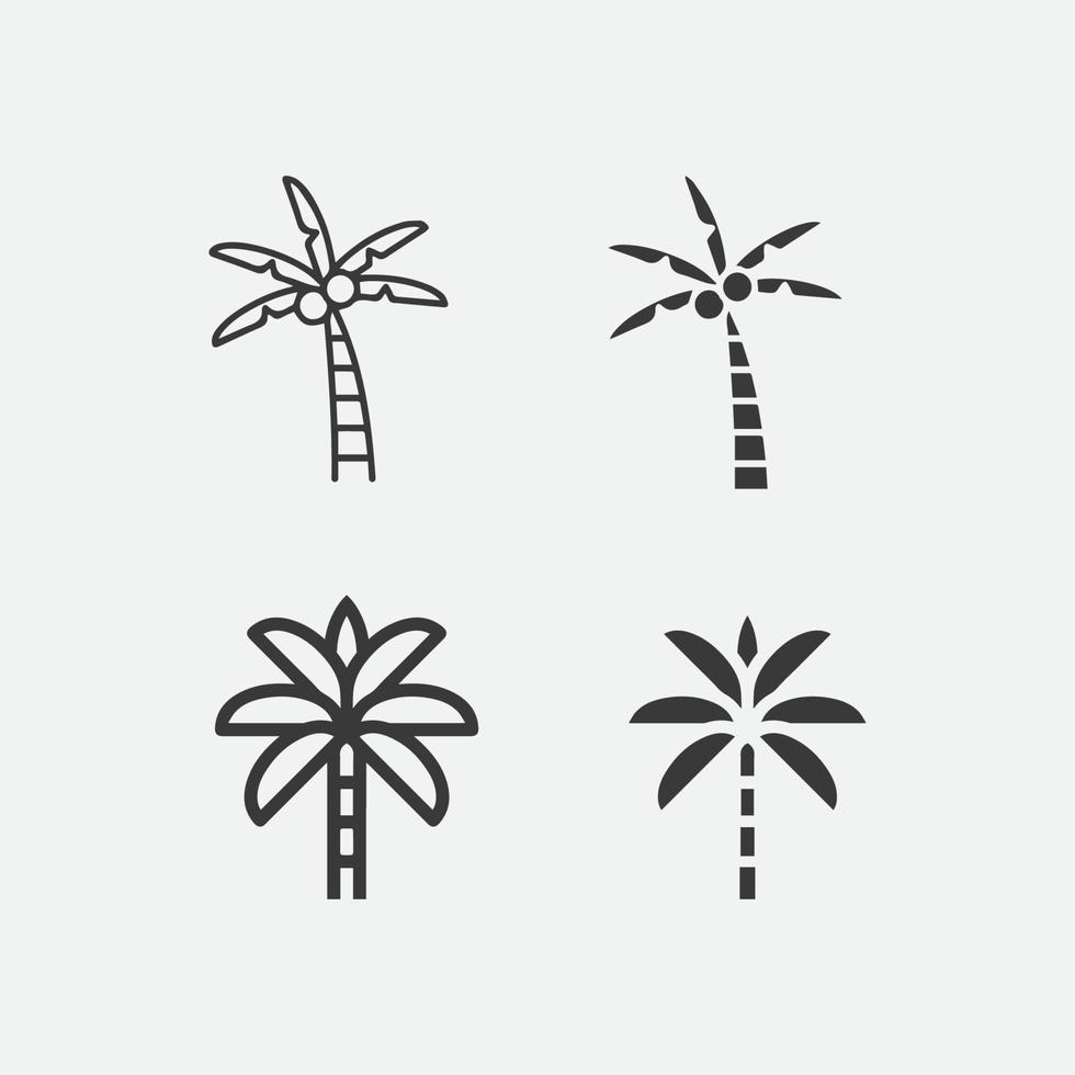 Palm tree summer logo set icon design and  template vector