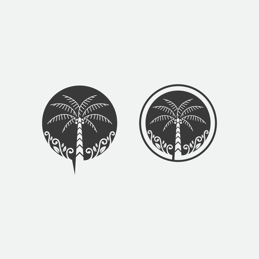 plantilla y diseño de icono de conjunto de logotipo de verano de palmera vector