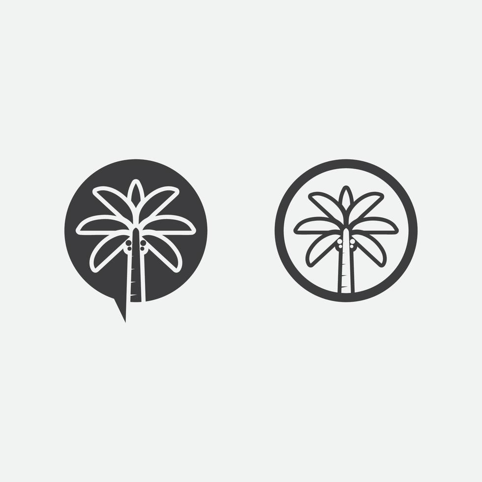 Palm tree summer logo set icon design and  template vector