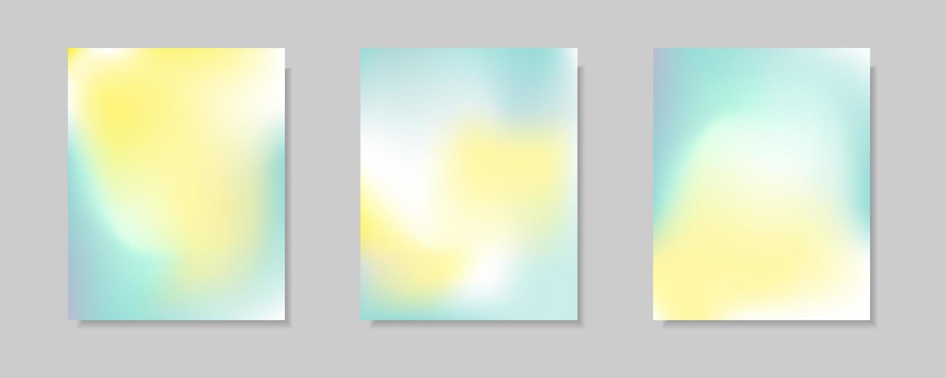 colección de fondos abstractos de portada de vector degradado azul, blanco y amarillo. para fondos de folletos comerciales, tarjetas, fondos de pantalla, carteles y diseños gráficos. plantilla de ilustración