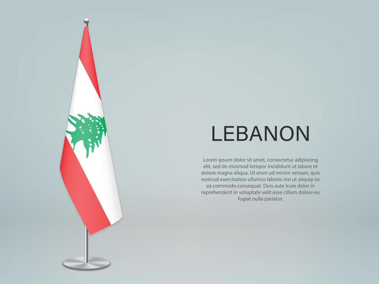 Lebanon hanging flag on stand. Template forconference banner vector