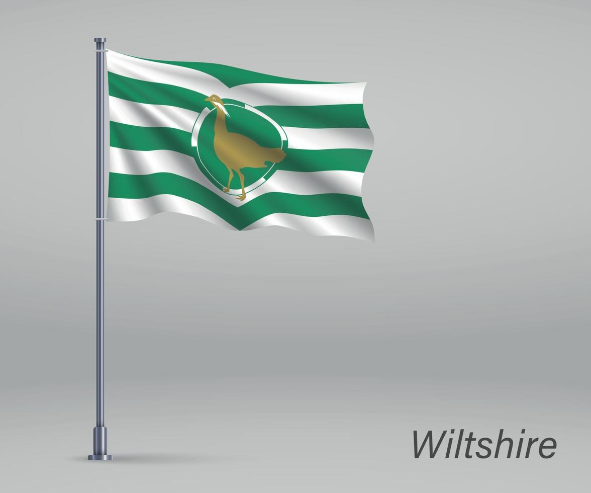 Waving flag of Wiltshire - county of England on flagpole. Templa vector