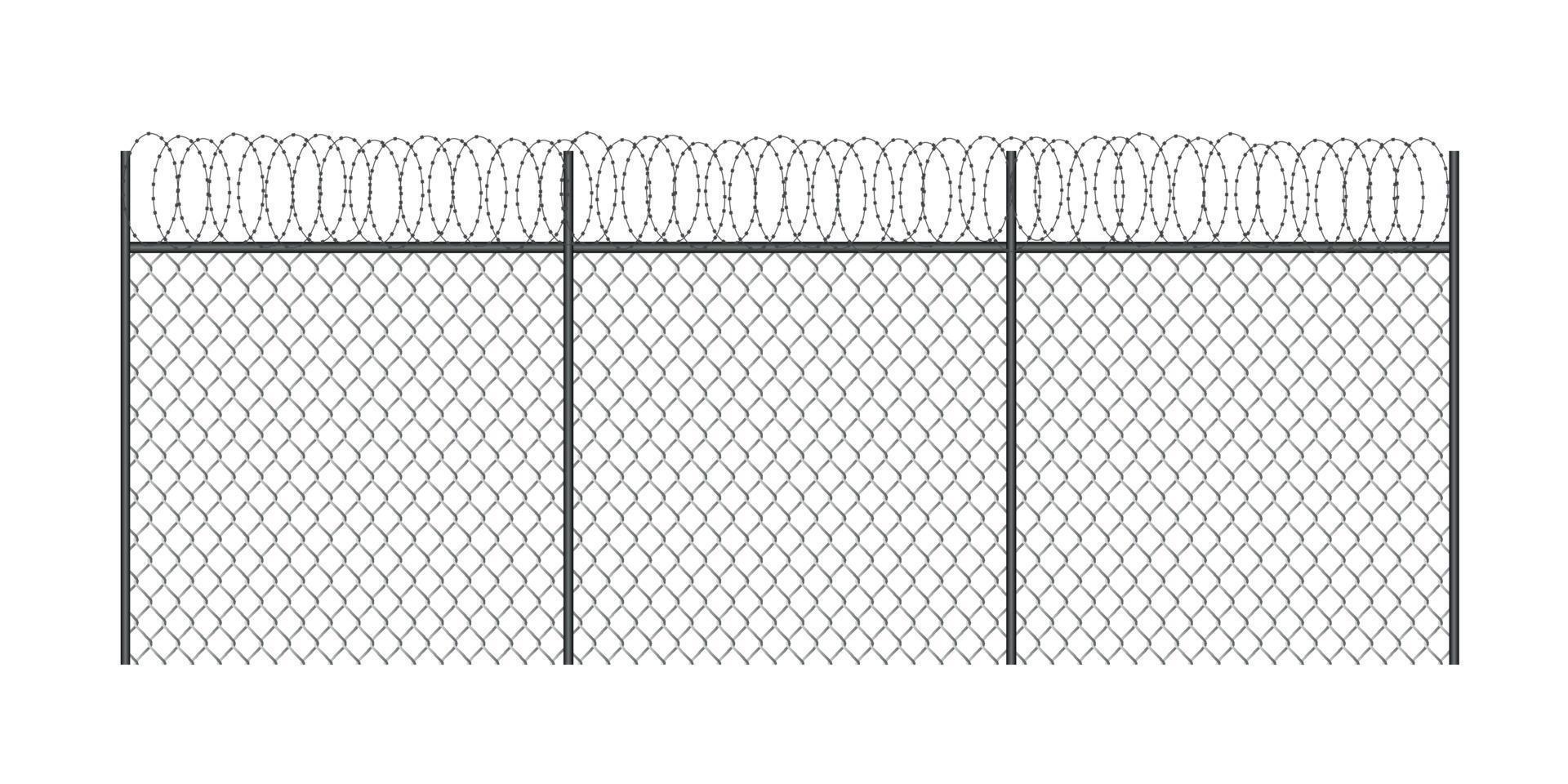 Realistic metal chain link fence vector