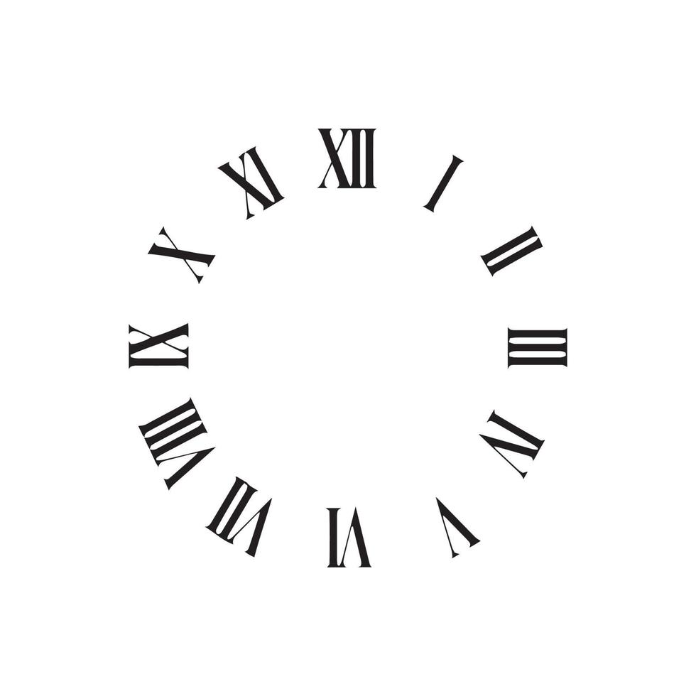 Clock face with roman numerals . Vector illustration