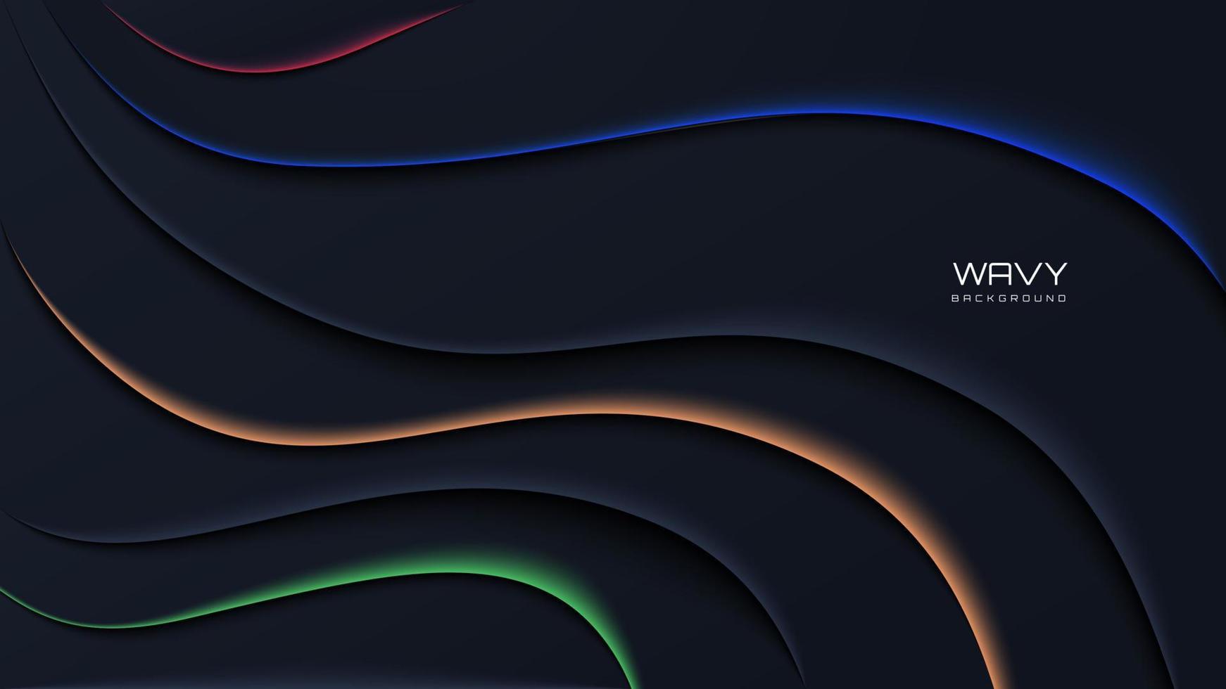 Dynamic wavy black abstract background color light vector
