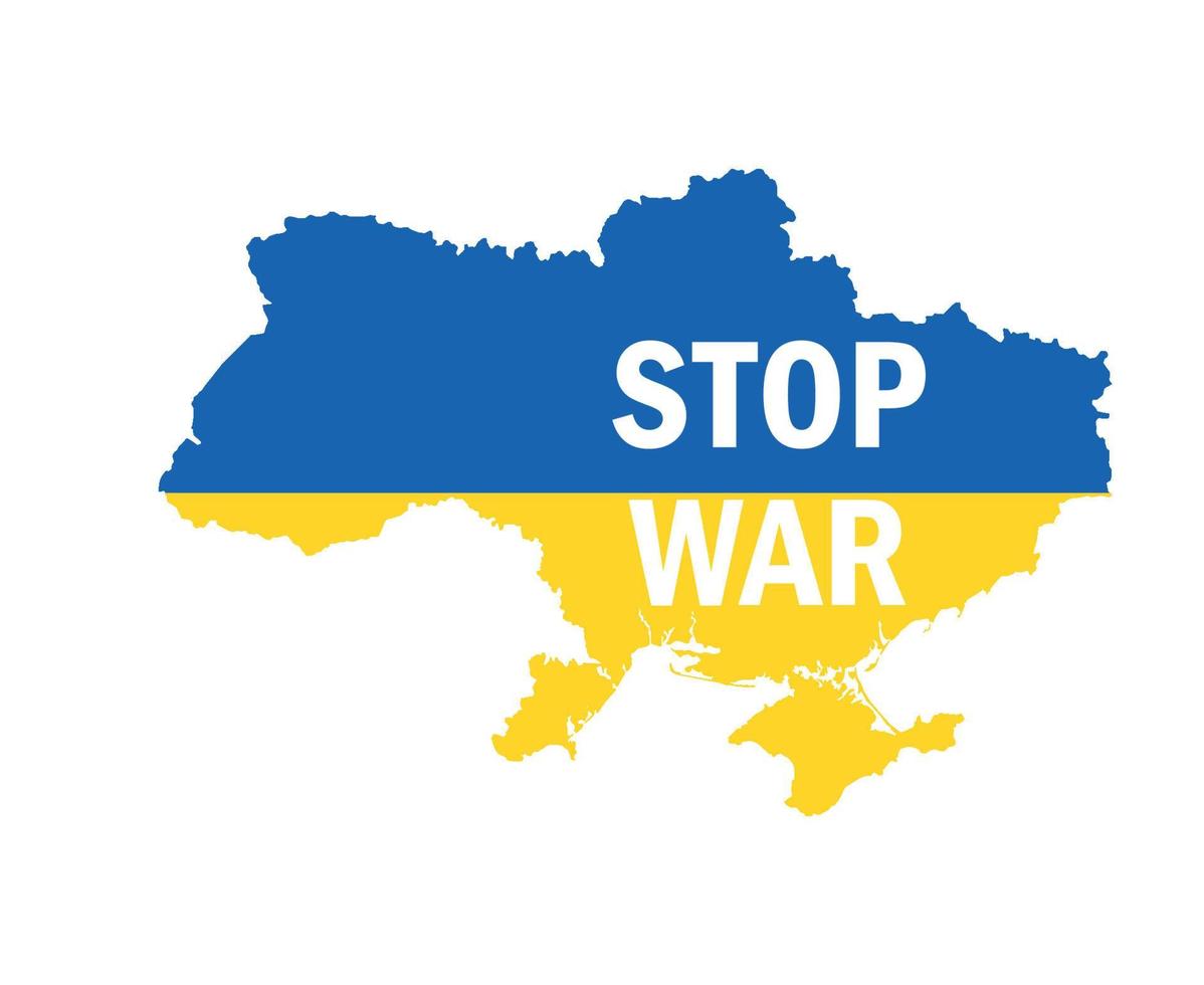 Stop War In Ukraine Flag Map Emblem Abstract Symbol Vector Illustration White