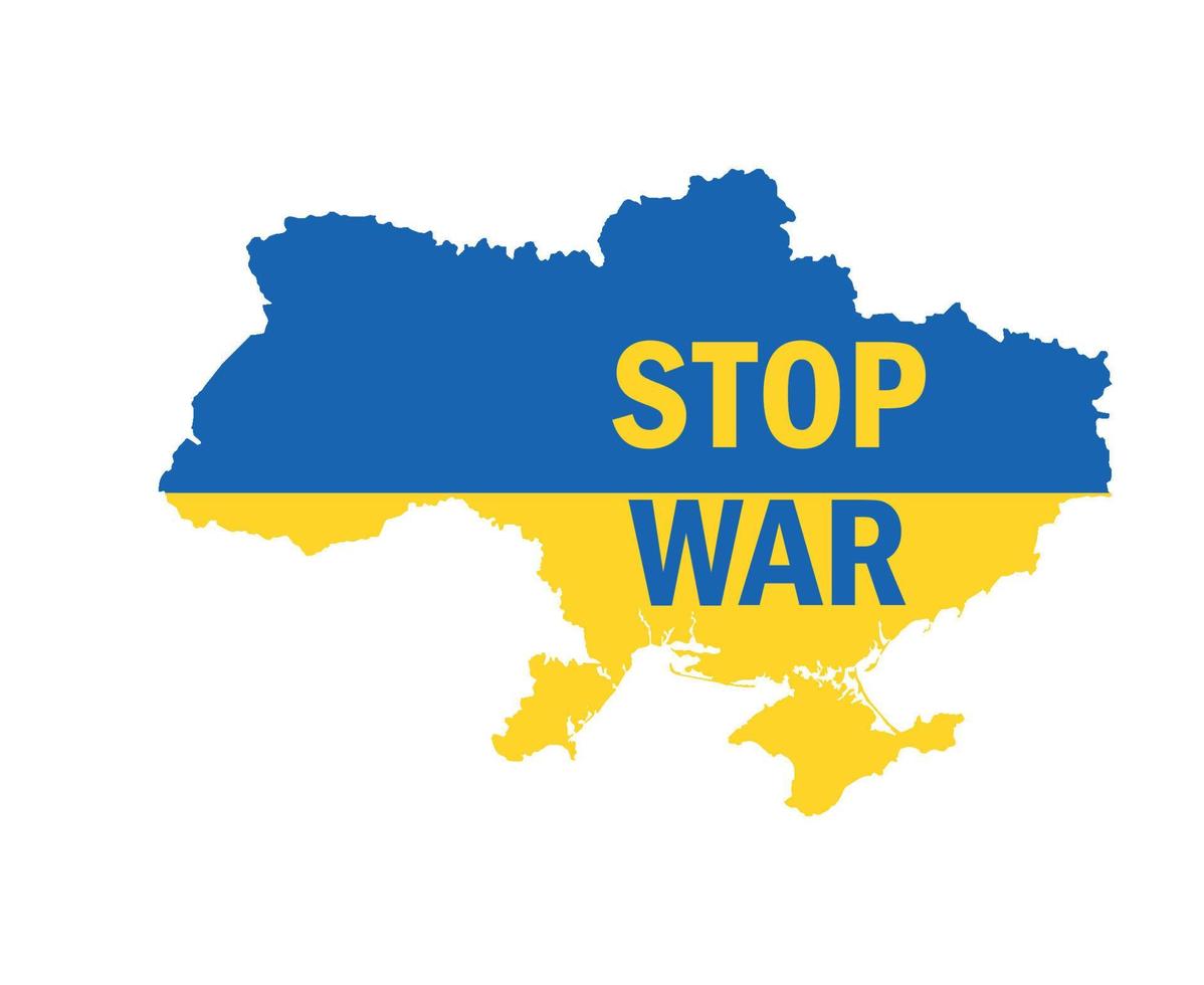 Stop War In Ukraine Flag Map Emblem Abstract Symbol Vector Illustration