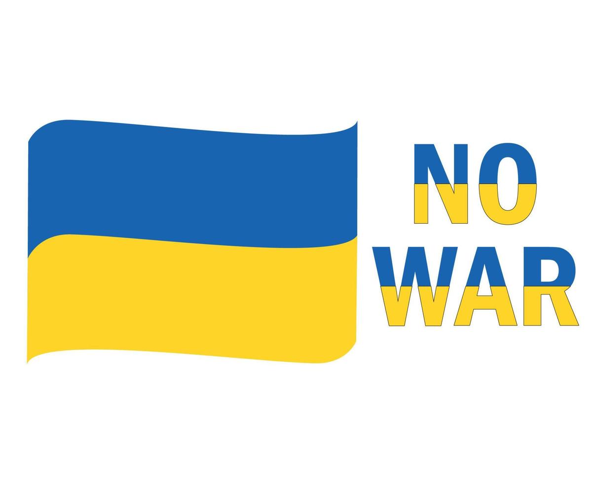No War And Ukraine Flag Ribbon Emblem Abstract Symbol Vector Illustration