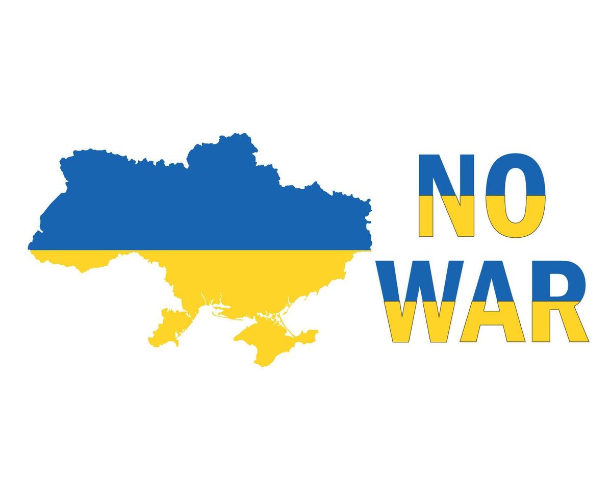 No War And Ukraine Flag Map Emblem Abstract Symbol Vector Illustration