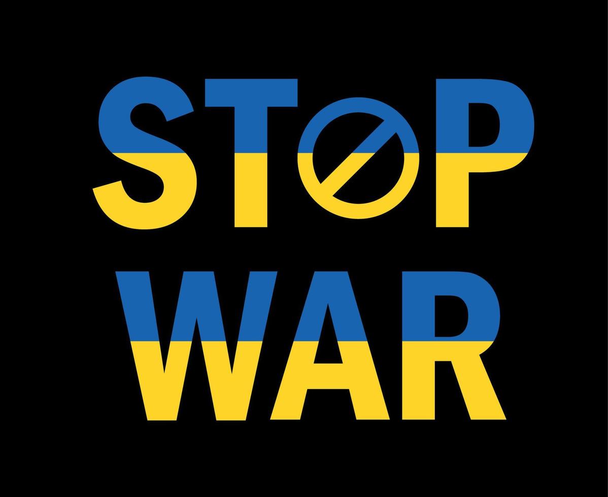 Stop War In Ukraine Emblem Abstract Symbol Vector Illustration With Black Background