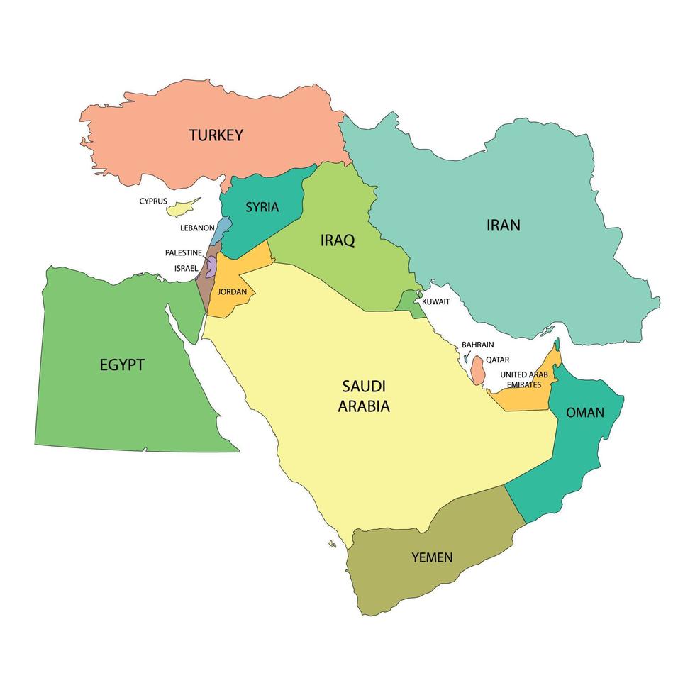 Map of Middle East vector