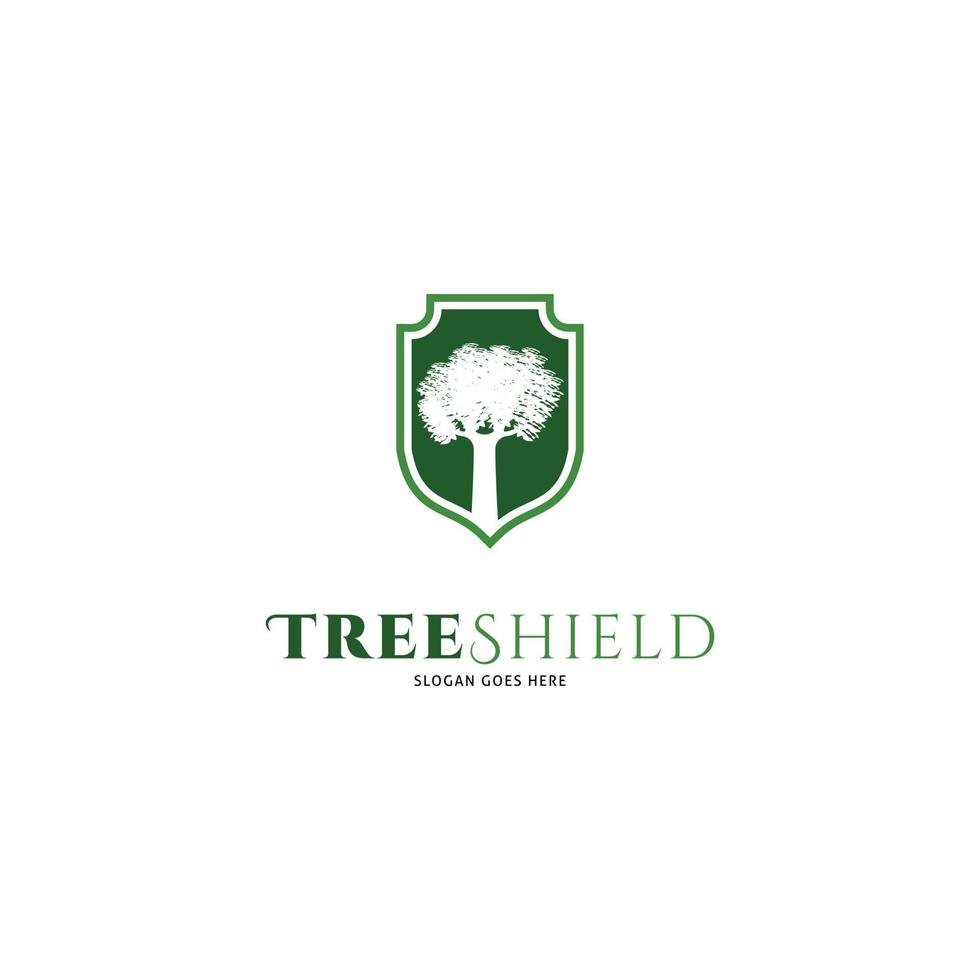 diseño de ilustración de plantilla de logotipo de vector de icono de escudo de árbol
