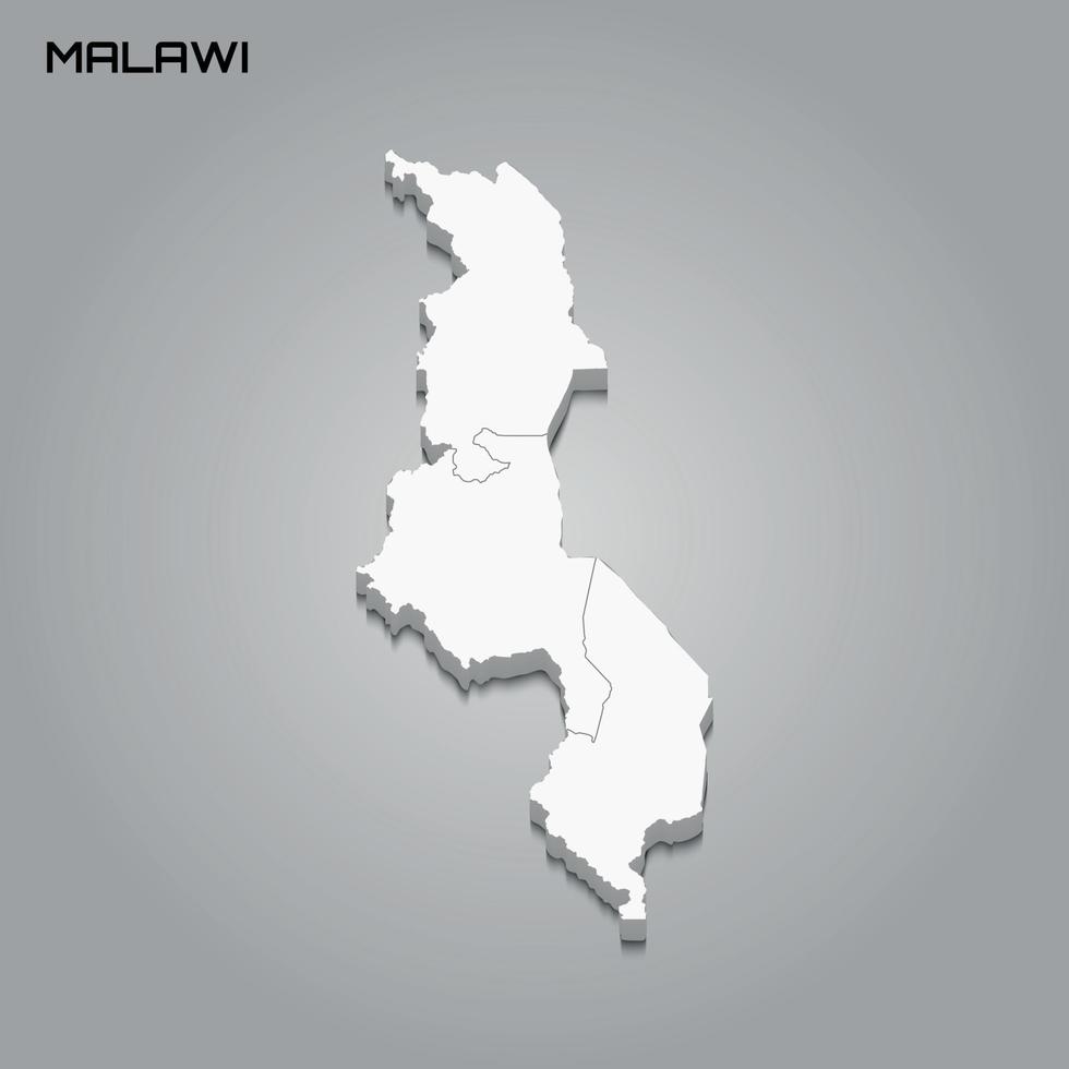 3d map with borders of regions vector
