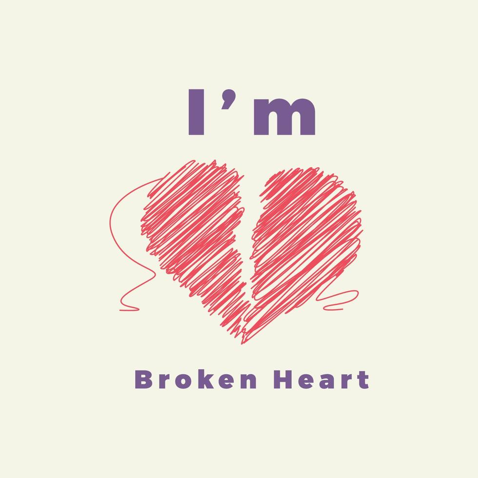 Scribble Heart shape. Broken Heart Graphic Design Vector Illustration