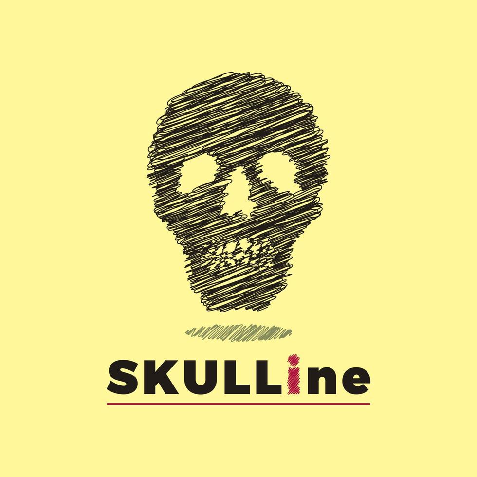 Scribble skull. Skull Line Graphic Design Vector Illustration