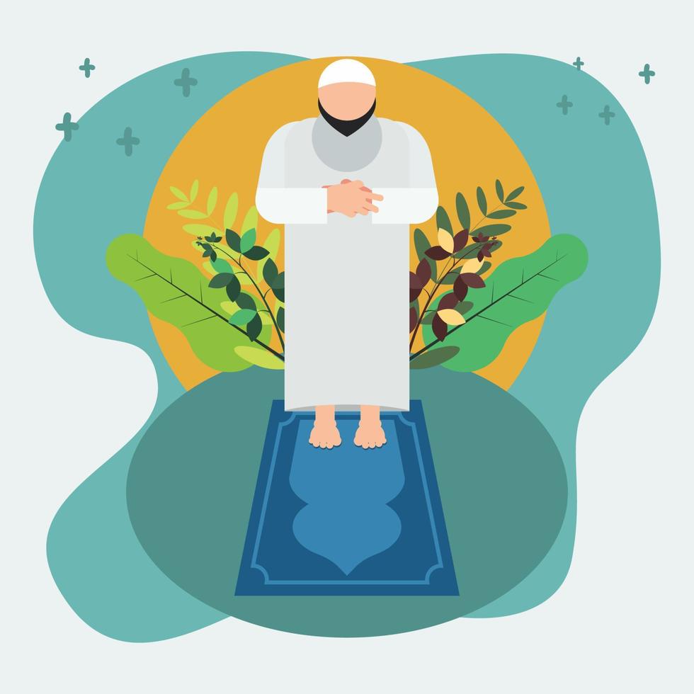 Praying man of moslem vector illustration