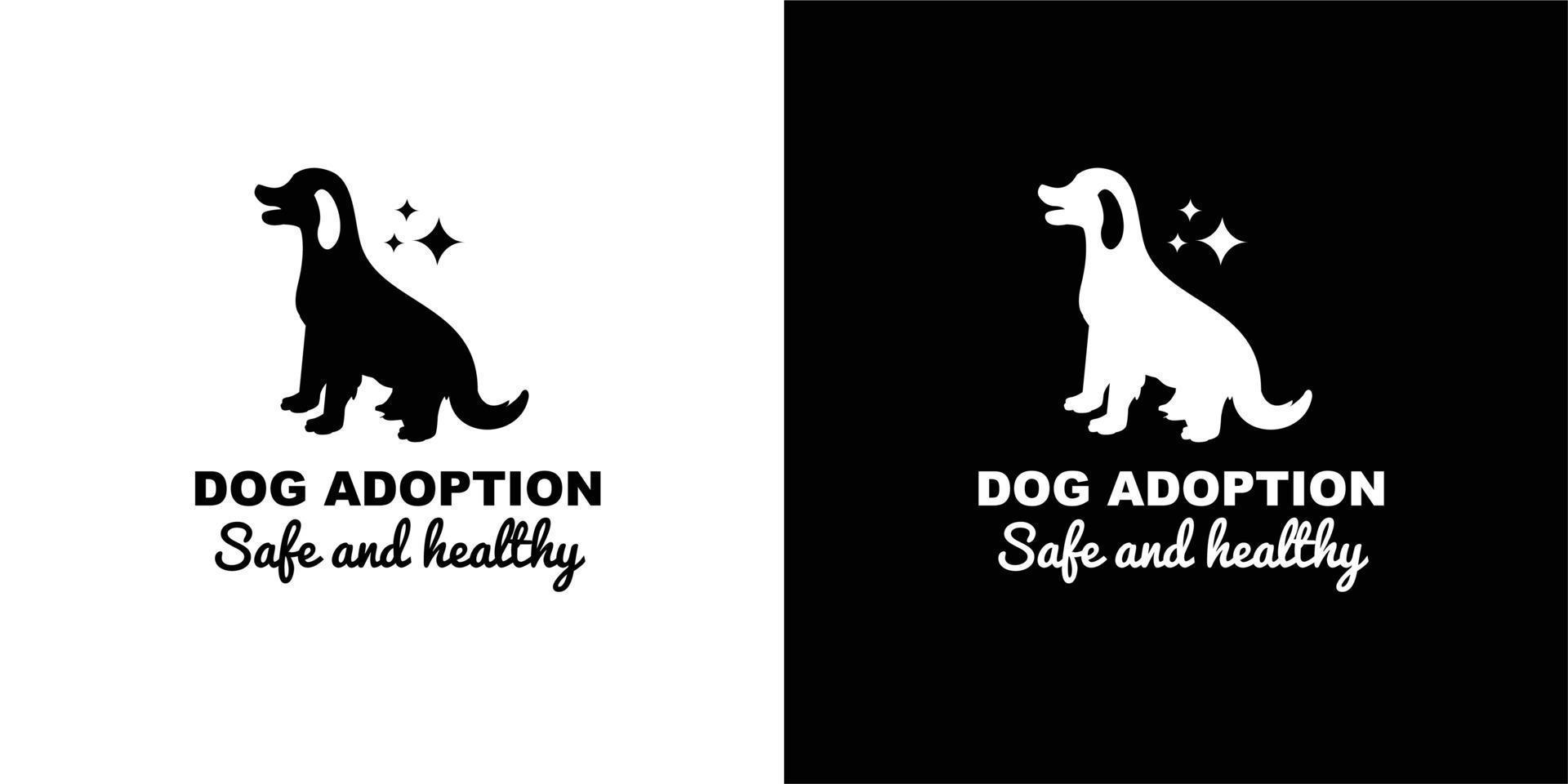ILLUSTRATION VECTOR GRAPHIC OF SMILE HAPPY DOG SITTING SILHOUETTE GOOD FOR DOG ANIMAL PET RESQUE SAFE AND HEALTHY DOG LOGO VINTAGE dog pet animal adoption