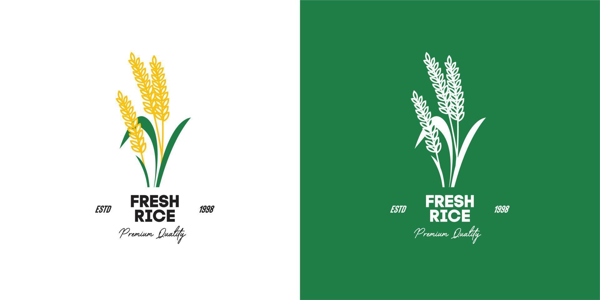 ILLUSTRATION VECTOR GRAPHIC OF fresh premium organic rice from organic rice field asian culture GOOD FOR rice seed vintage logo on farmer retail shop market grocery