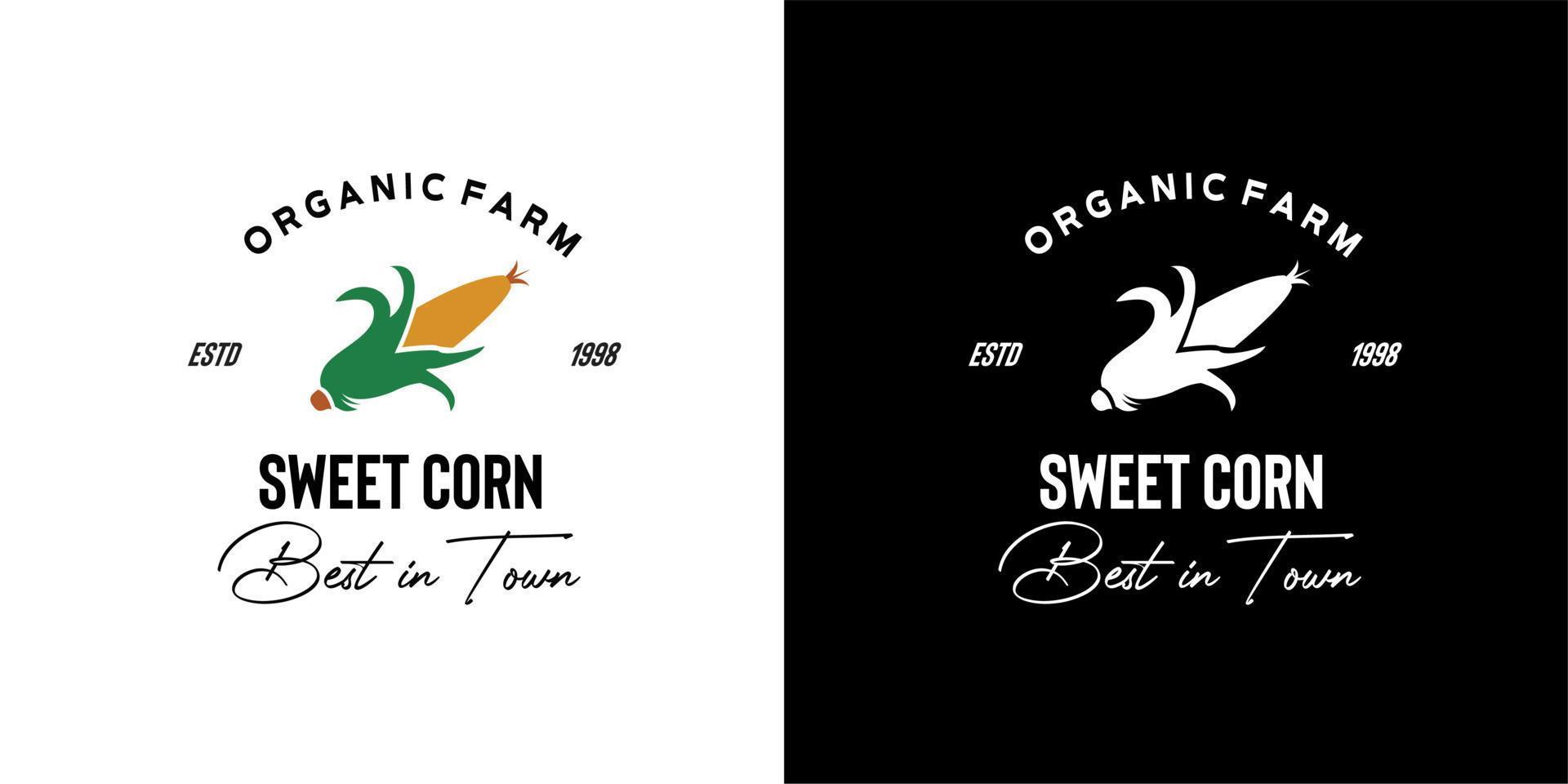 ILLUSTRATION VECTOR GRAPHIC OF silhouette open ripe sweet corn GOOD FOR corn vintage logo organic farm, field, groceries, shop market corn logo