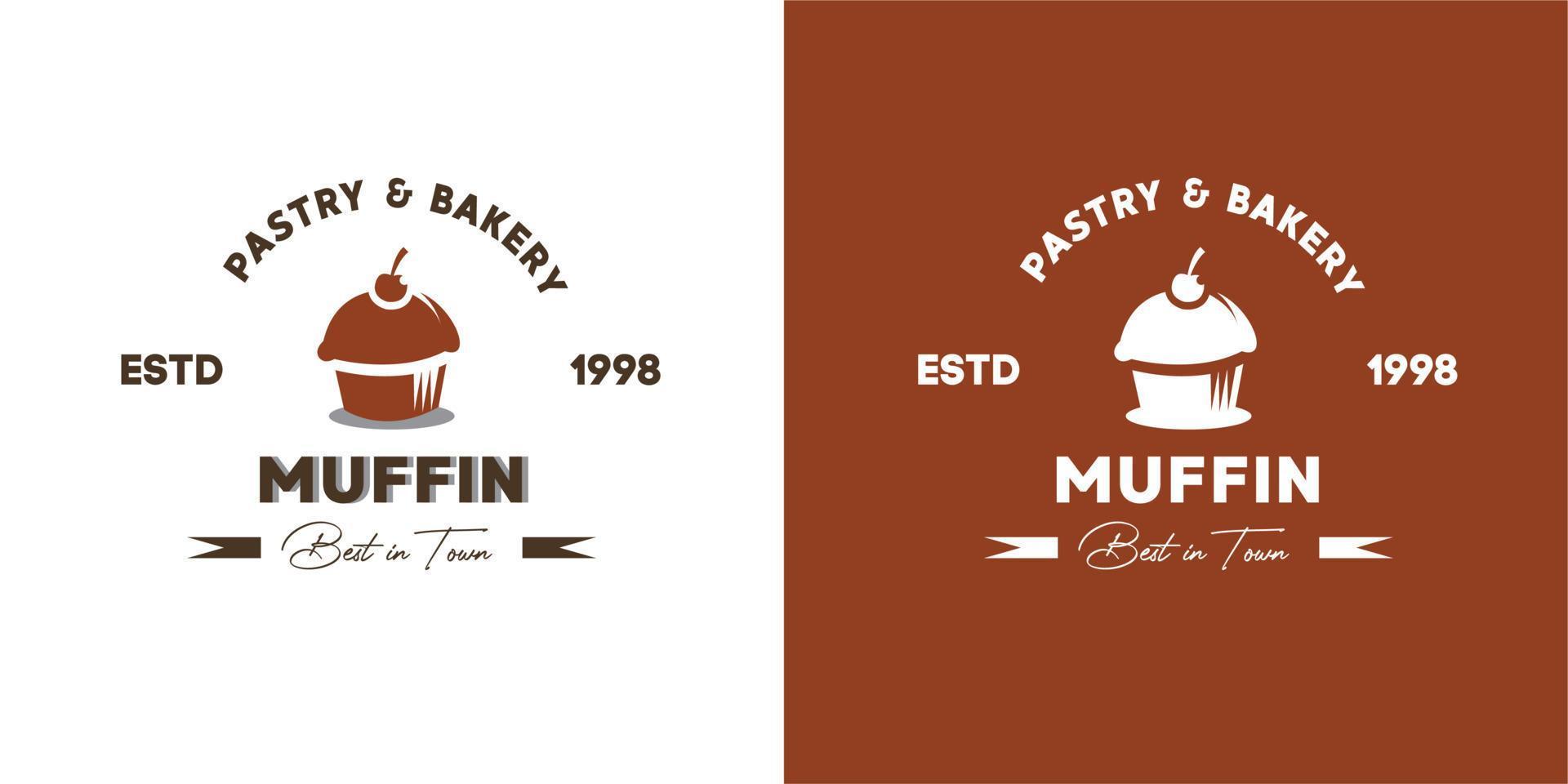 ilustración vectorial gráfico muffin panadería pastel vintage logo de bueno para panadería pastelería pastelería tienda de productos vector