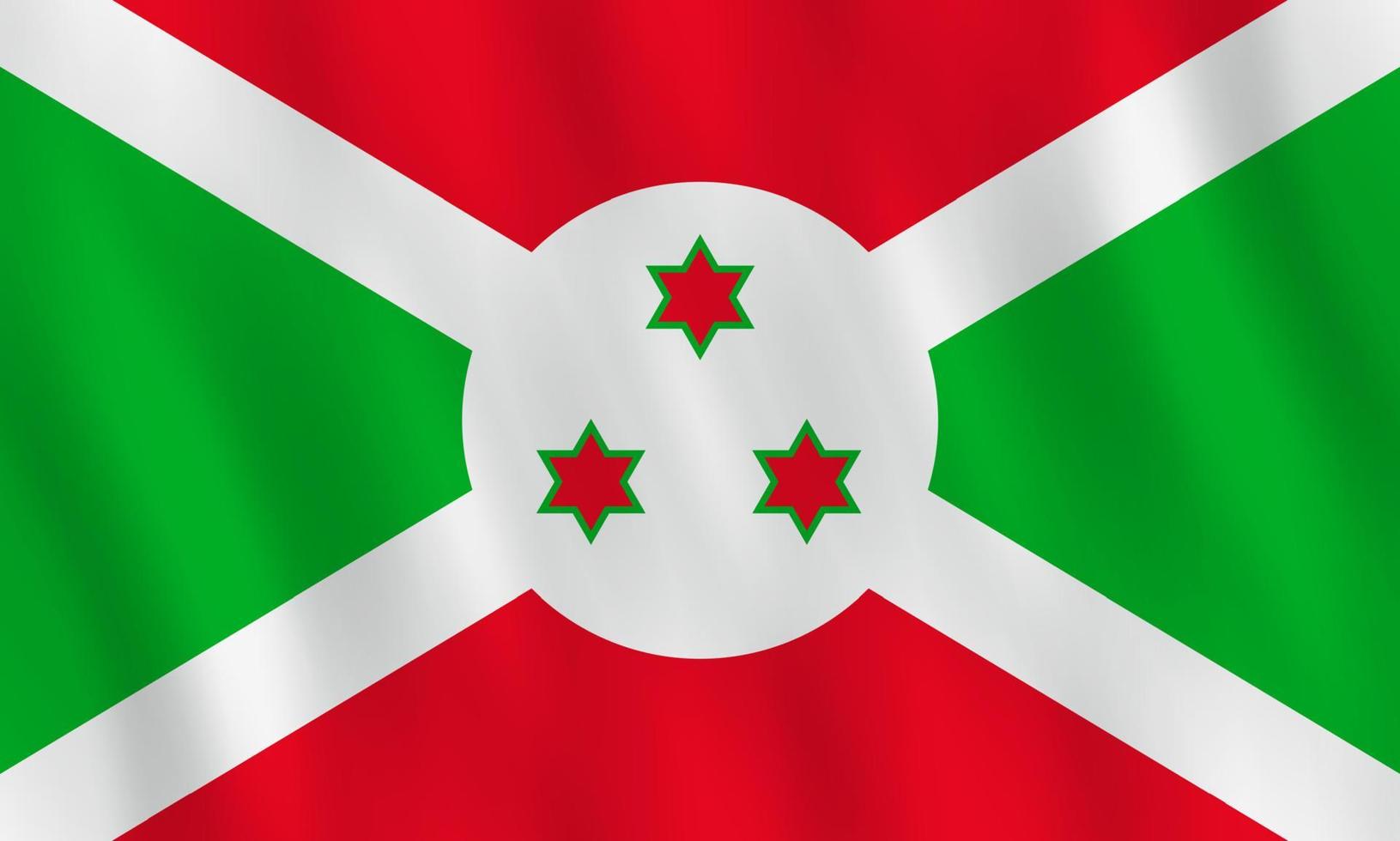 bandera de burundi con efecto ondeante, proporción oficial. vector