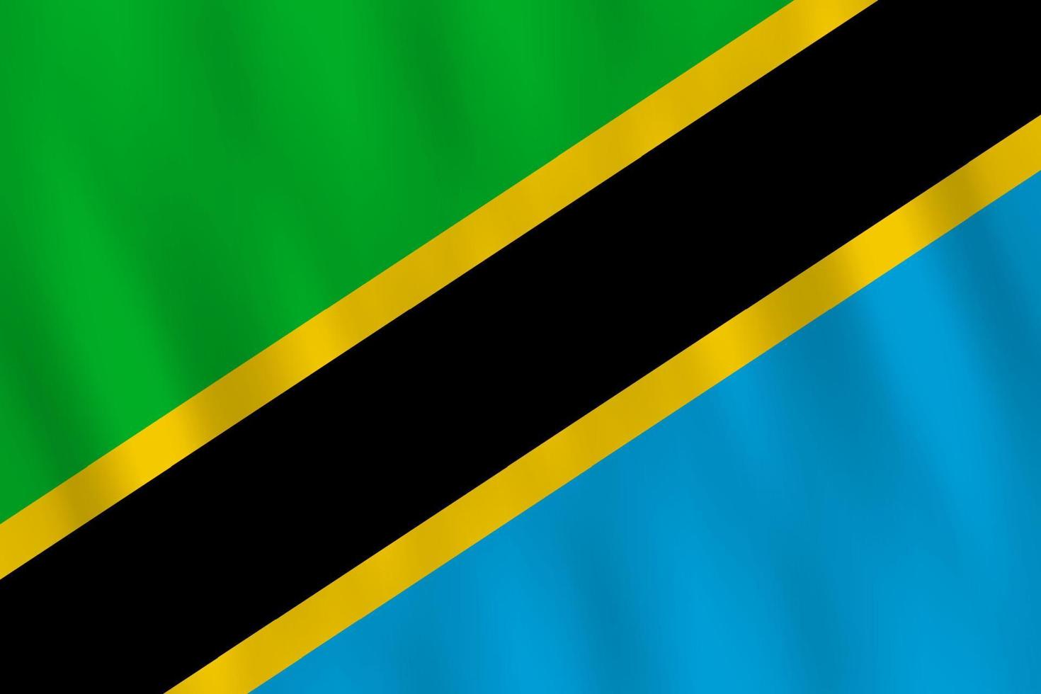 bandera de tanzania con efecto ondeante, proporción oficial. vector