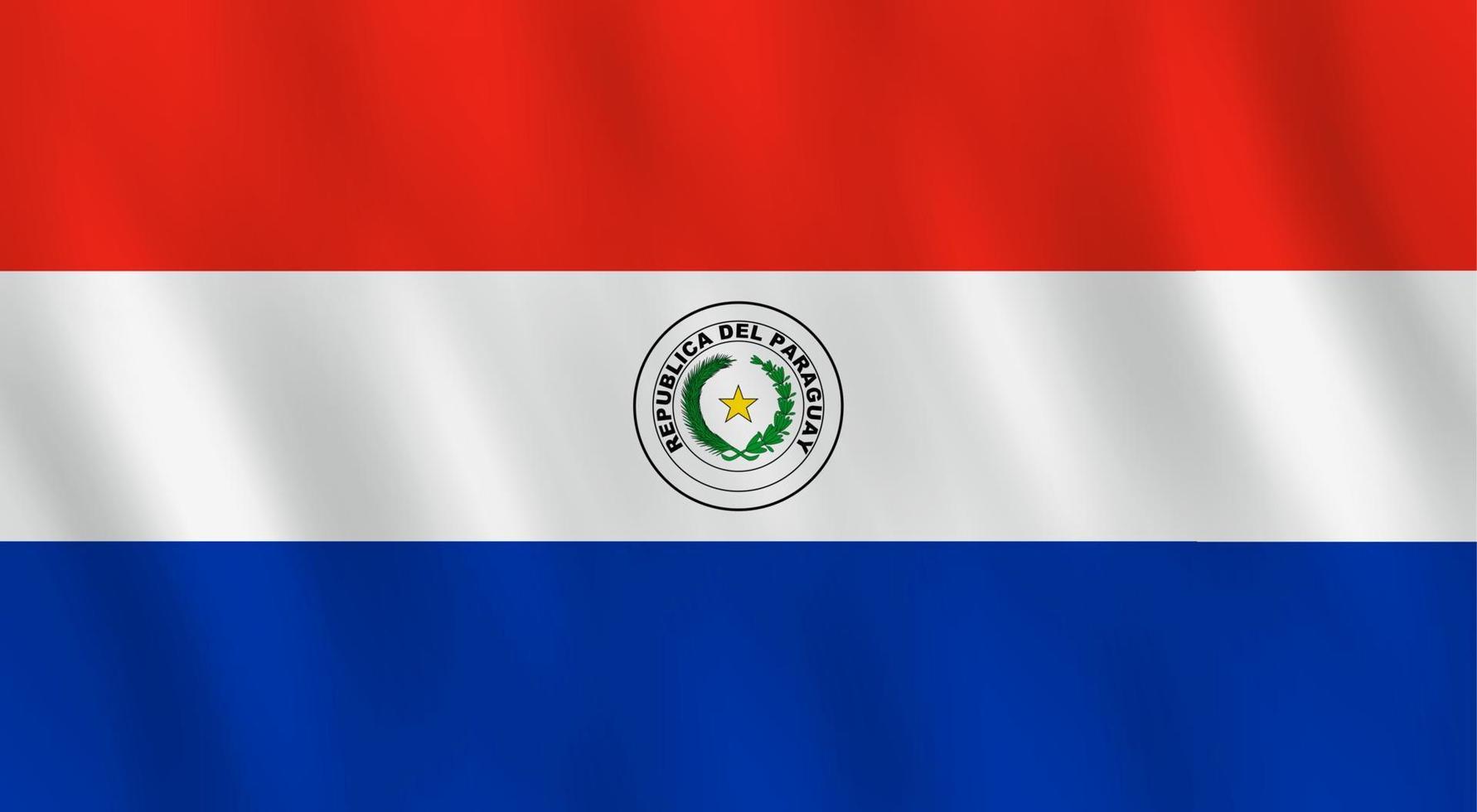 bandera paraguaya con efecto ondeante, proporción oficial. vector