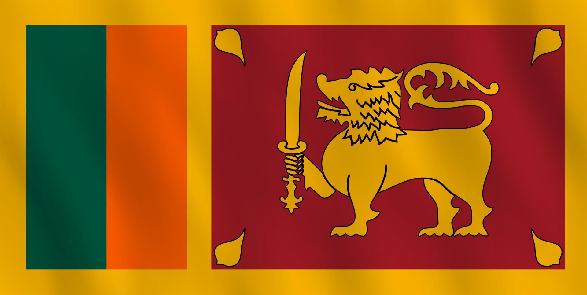 Sri Lanka flag with waving effect, official proportion. vector