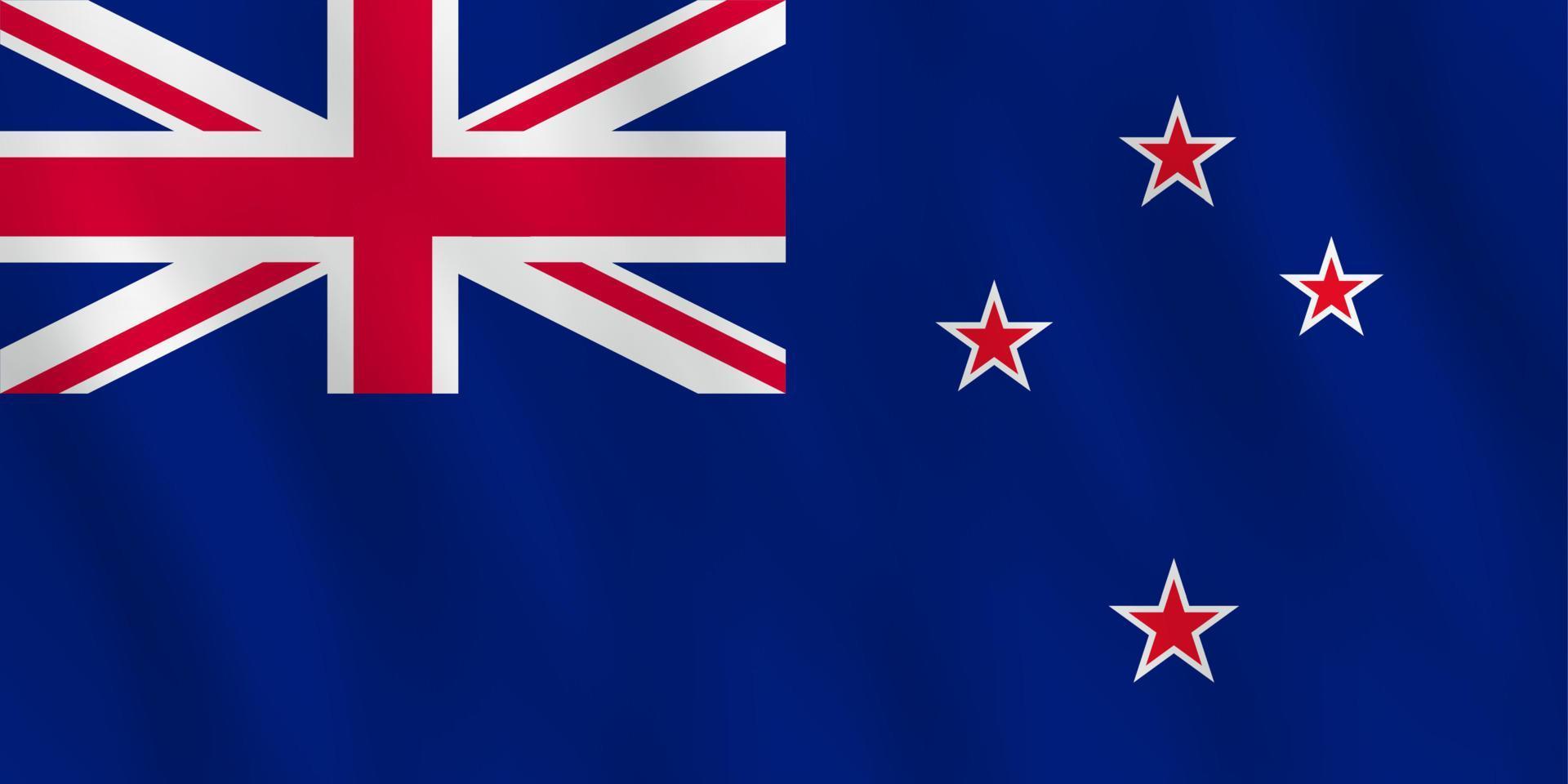 New Zealand flag with waving effect, official proportion. vector