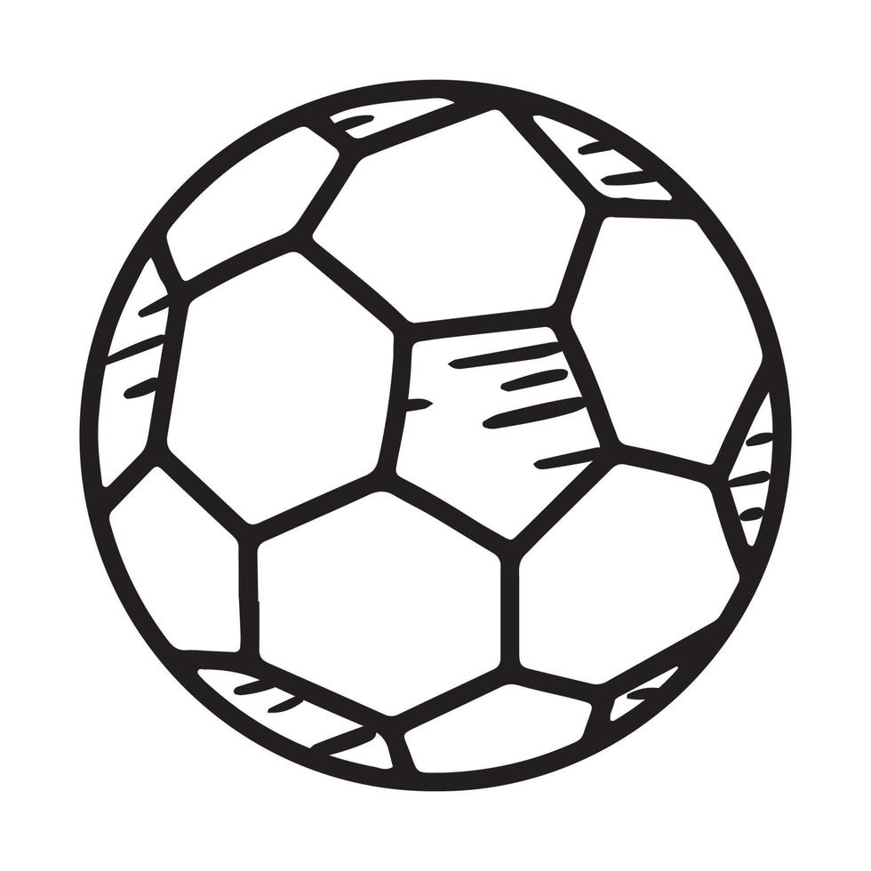 Football soccer ball linear vector icon in doodle sketch style