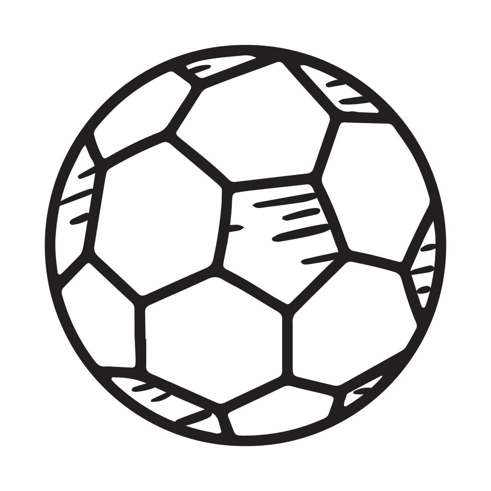 icono de vector lineal de pelota de fútbol en estilo de dibujo de garabato