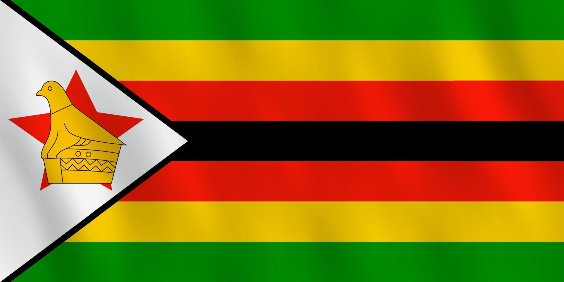 Zimbabwe flag with waving effect, official proportion. vector