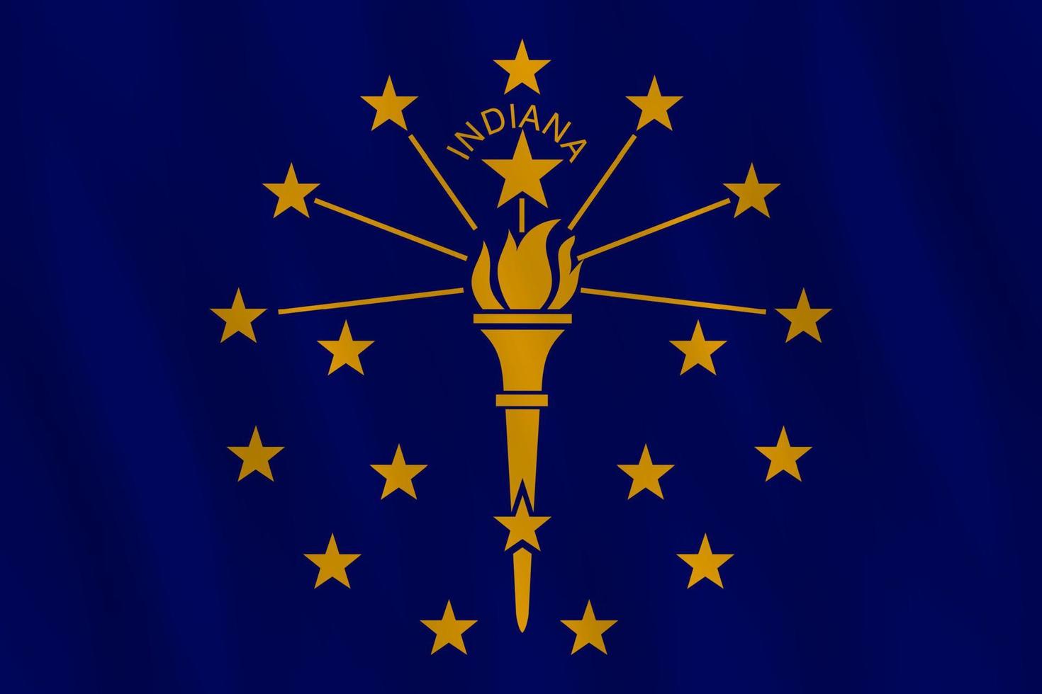 Indiana US state flag with waving effect, official proportion. vector