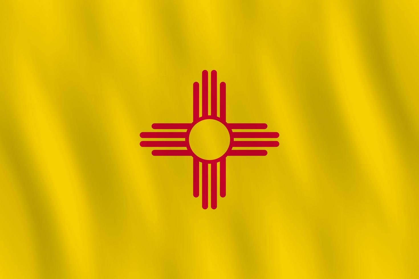 New Mexico US state flag with waving effect, official proportion. vector
