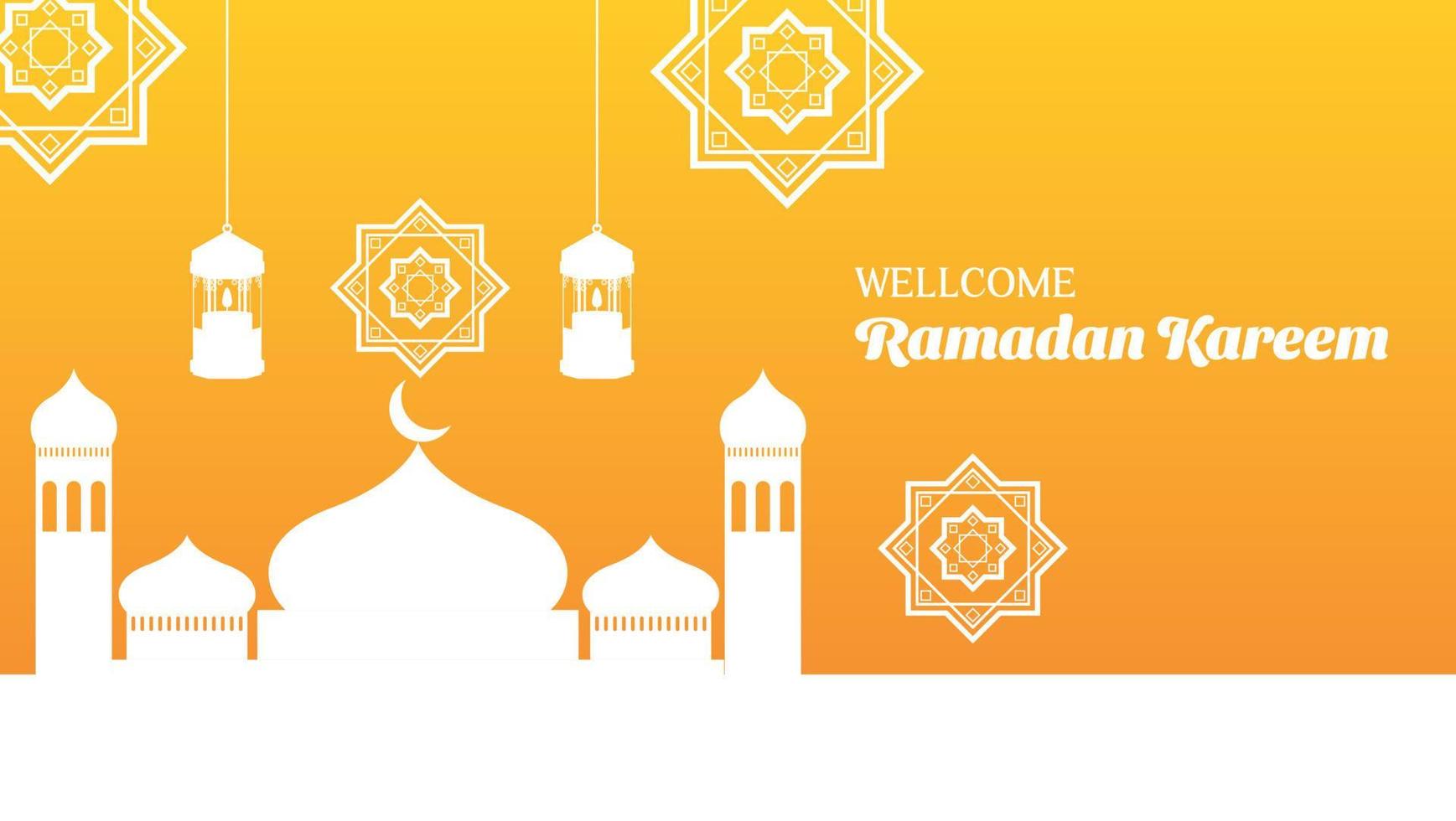 ramadan kareem background in orange and white color. islamic vector illustration