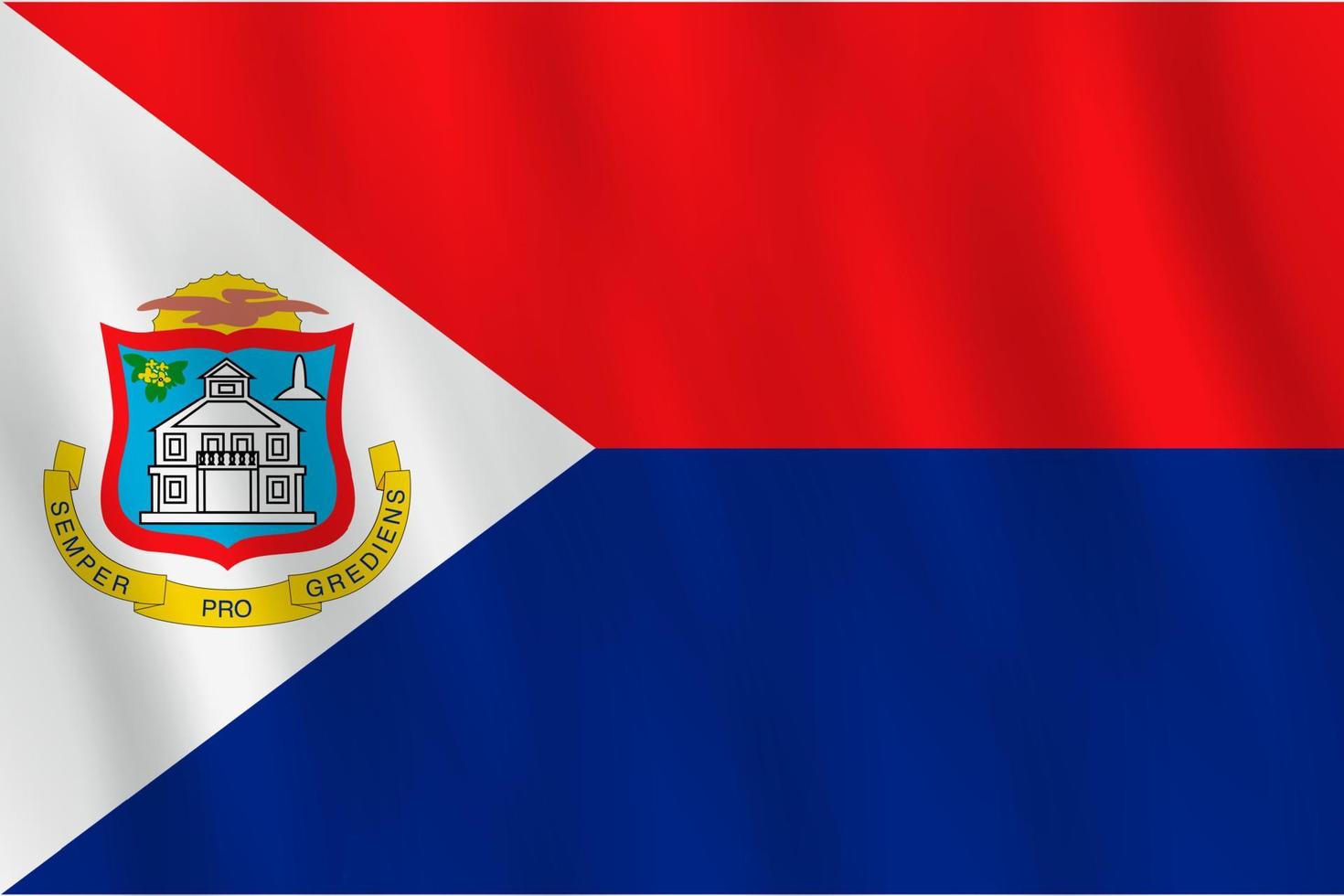Sint Maarten flag with waving effect, official proportion. vector