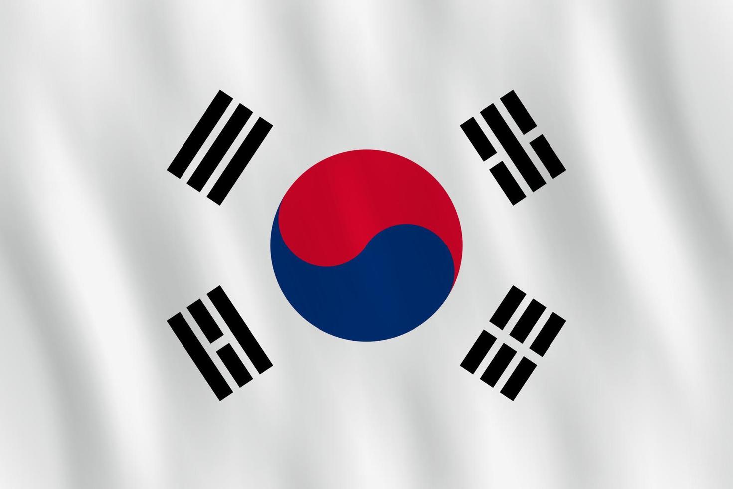 South Korea flag with waving effect, official proportion. vector