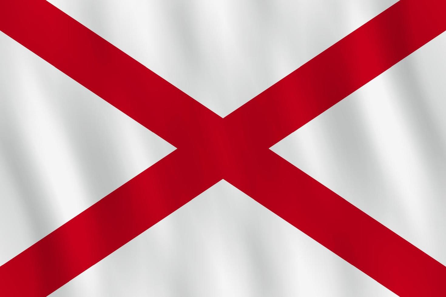 Alabama US state flag with waving effect, official proportion. vector