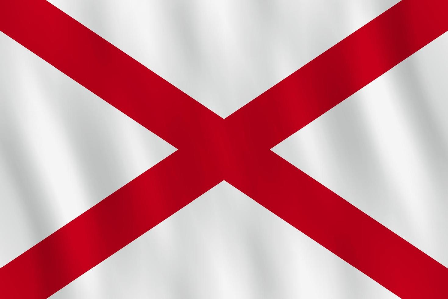 Alabama US state flag with waving effect, official proportion. vector