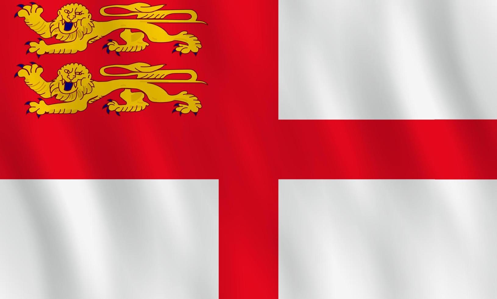 Sark flag with waving effect, official proportion. vector